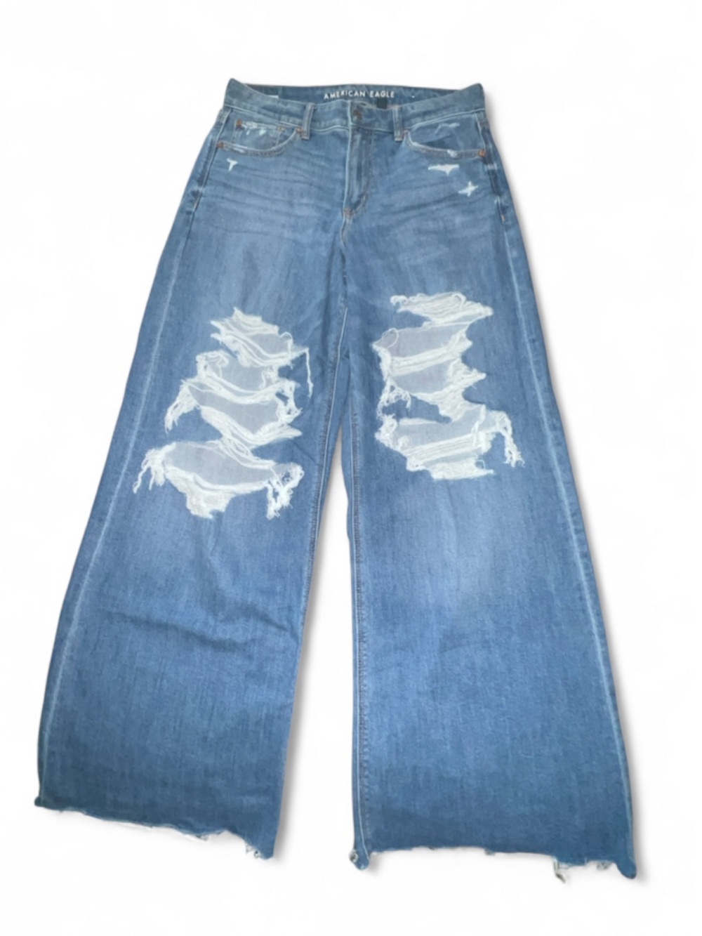 American Eagle Outfitters High Rise Wide leg Distressed Jeans